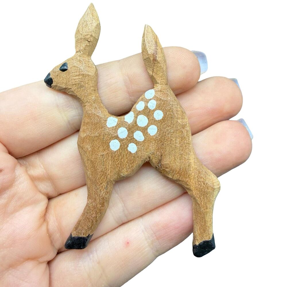 Wooden Doe Brooch Deer Pin Fawn Pin